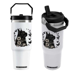 Black Maine Coon Cat Flip Straw Tumbler Floral Sunflower Watercolor Gift TS12 One Size: 30 oz White Print Your Wear