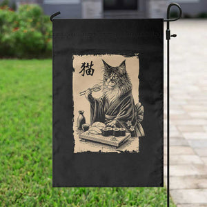 Vintage Japanese Cat Eating Sushi Garden Flag Funny Maine Coon Kimono Gift TS12 Print Your Wear