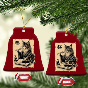 Vintage Japanese Cat Eating Sushi Ceramic Ornament Funny Maine Coon Kimono Gift TS12 Print Your Wear