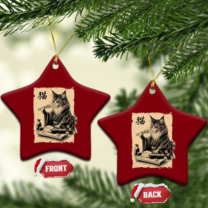 Vintage Japanese Cat Eating Sushi Ceramic Ornament Funny Maine Coon Kimono Gift TS12 Print Your Wear