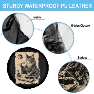 Vintage Japanese Cat Eating Sushi Spare Tire Cover Funny Maine Coon Kimono Gift TS12 Print Your Wear