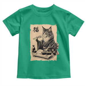 Vintage Japanese Cat Eating Sushi Toddler T Shirt Funny Maine Coon Kimono Gift TS12 Irish Green Print Your Wear