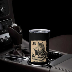 Vintage Japanese Cat Eating Sushi Tumbler Cup Funny Maine Coon Kimono Gift TS12 Print Your Wear