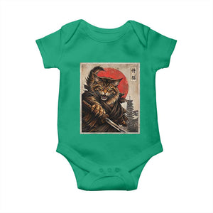 Japanese Maine Coon Samurai Warrior Baby Onesie Vintage Ukiyoe Cat TS12 Irish Green Print Your Wear