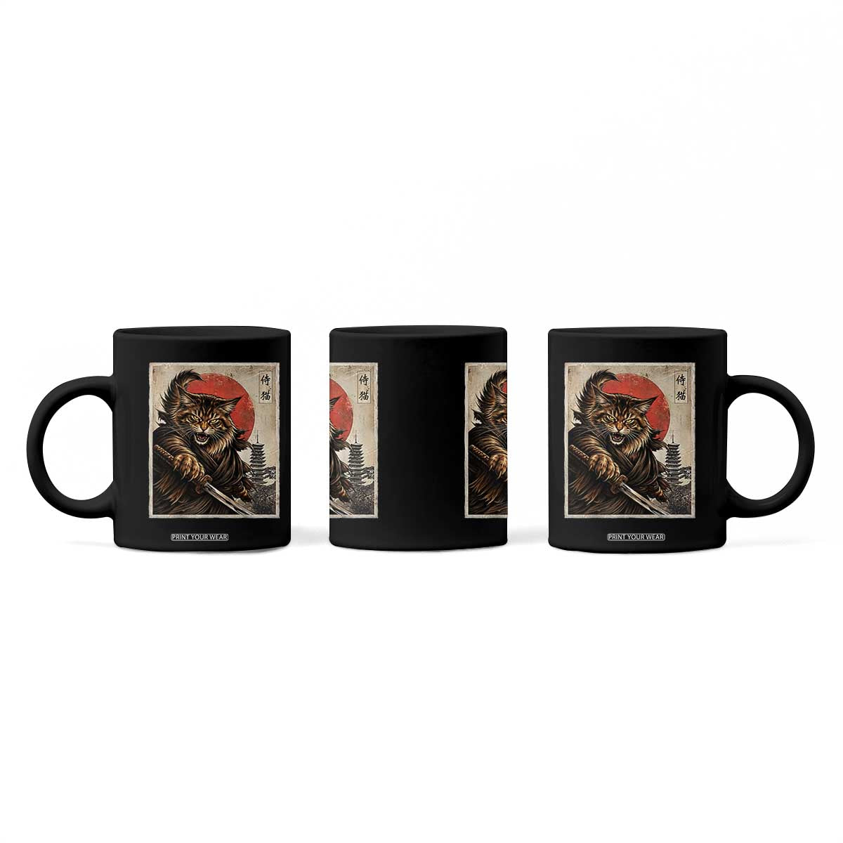 Japanese Maine Coon Samurai Warrior Coffee Mug Vintage Ukiyoe Cat TS12 Print Your Wear