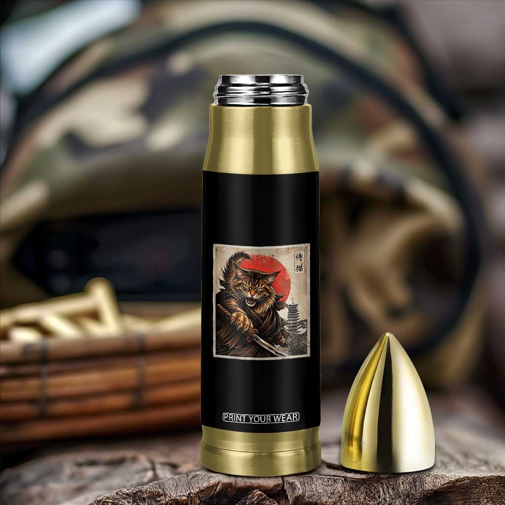 Japanese Maine Coon Samurai Warrior Bullet Tumbler Vintage Ukiyoe Cat TS12 Print Your Wear