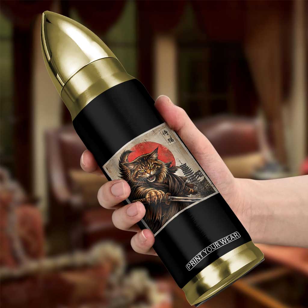Japanese Maine Coon Samurai Warrior Bullet Tumbler Vintage Ukiyoe Cat TS12 Print Your Wear