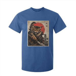 Japanese Maine Coon Samurai Warrior T Shirt For Kid Vintage Ukiyoe Cat TS12 Royal Blue Print Your Wear