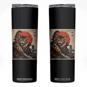 Japanese Maine Coon Samurai Warrior Skinny Tumbler Vintage Ukiyoe Cat TS12 Black Print Your Wear