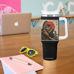 Japanese Maine Coon Samurai Warrior Tumbler With Handle Vintage Ukiyoe Cat TS12 Print Your Wear