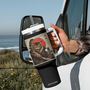 Japanese Maine Coon Samurai Warrior Tumbler With Handle Vintage Ukiyoe Cat TS12 Print Your Wear