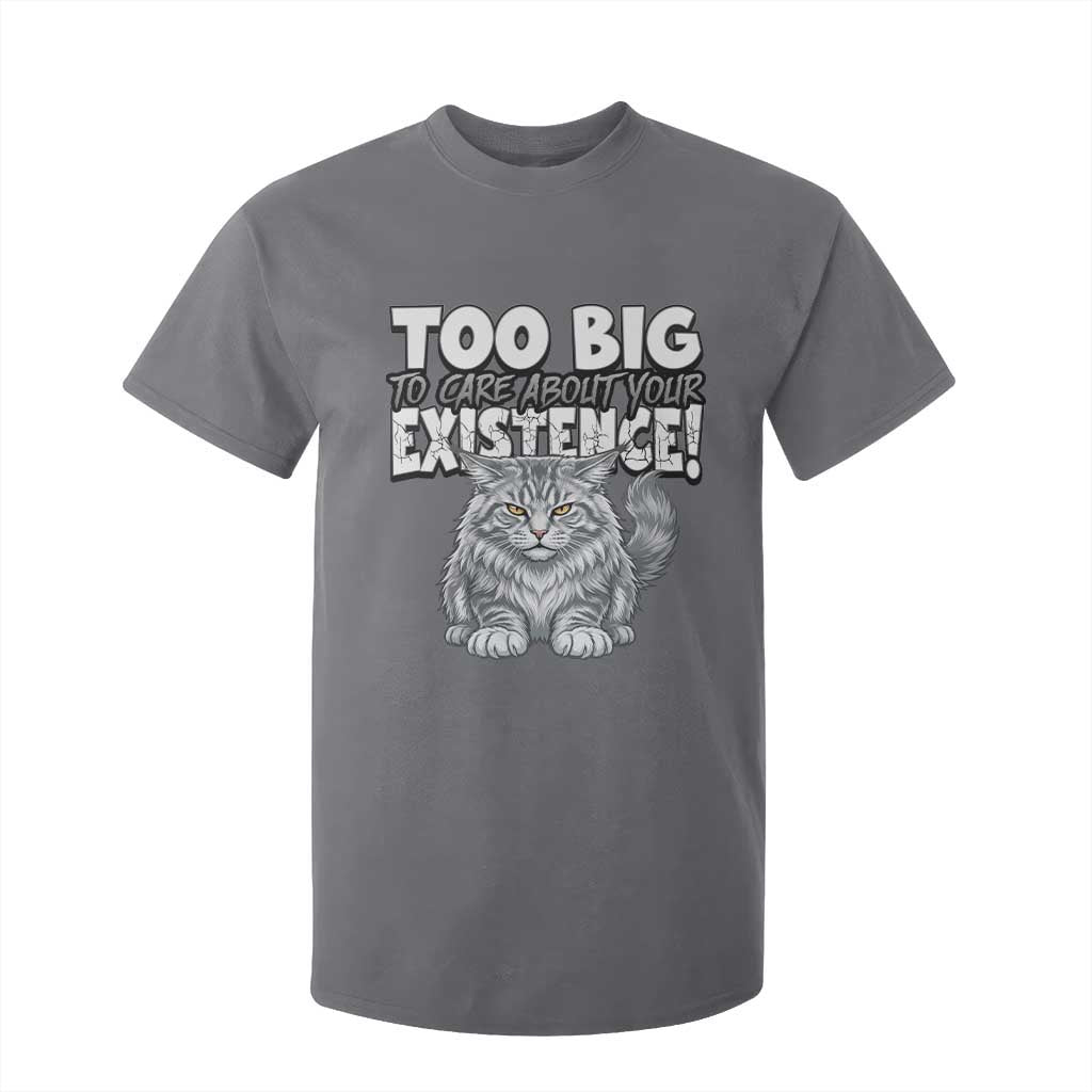 Funny Maine Coon Cat T Shirt For Kid Too Big To Care About Your Existence TS12 Charcoal Print Your Wear