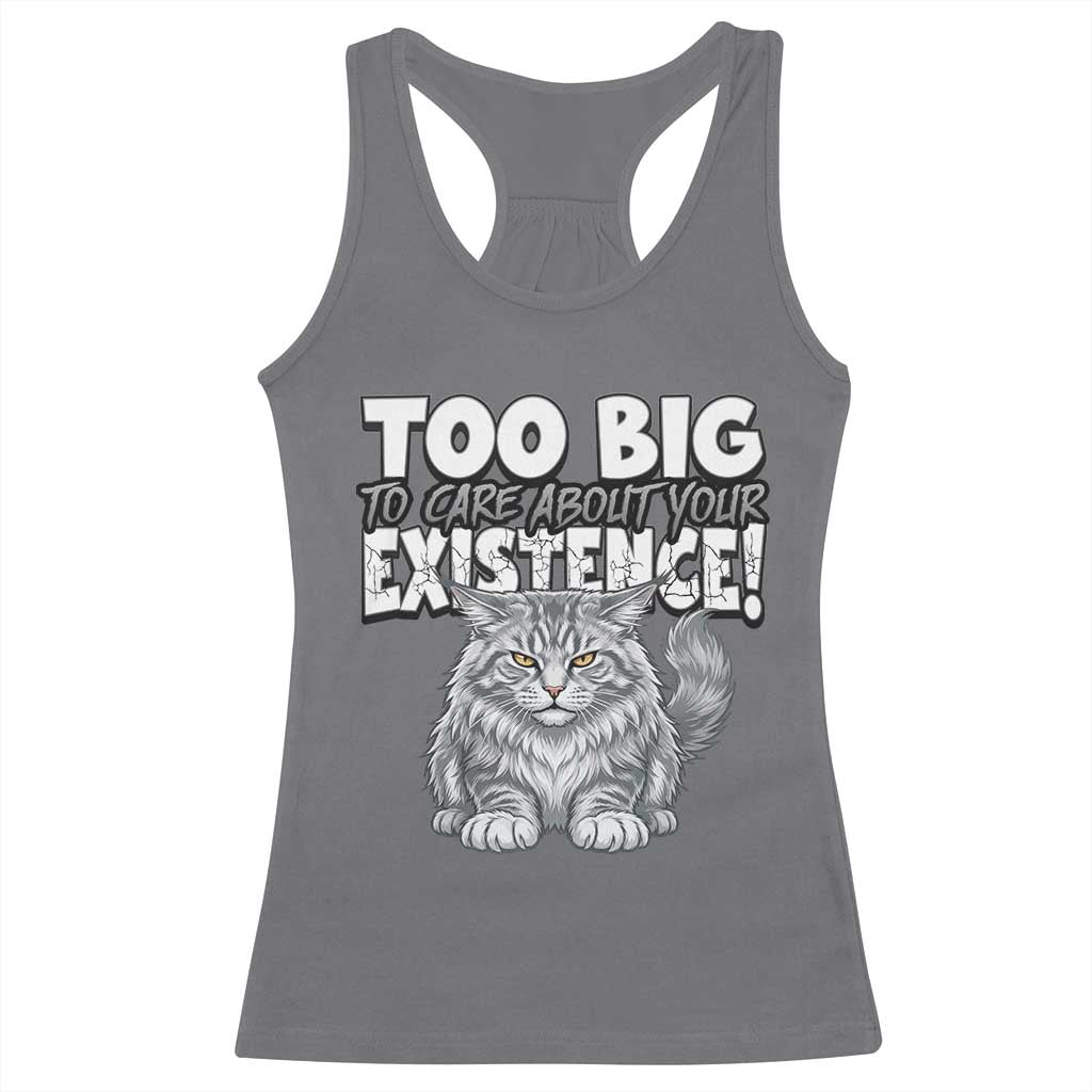 Funny Maine Coon Cat Racerback Tank Top Too Big To Care About Your Existence TS12 Charcoal Print Your Wear