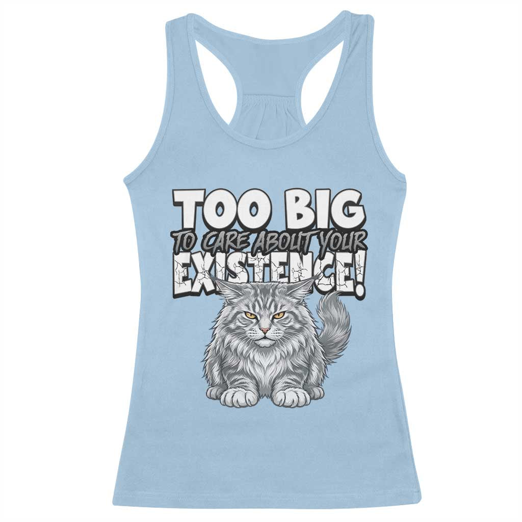 Funny Maine Coon Cat Racerback Tank Top Too Big To Care About Your Existence TS12 Light Blue Print Your Wear