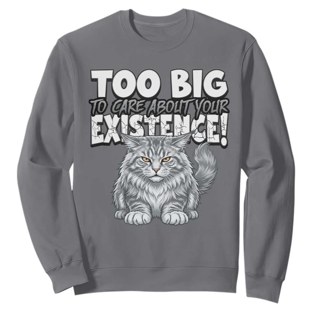 Funny Maine Coon Cat Sweatshirt Too Big To Care About Your Existence TS12 Charcoal Print Your Wear