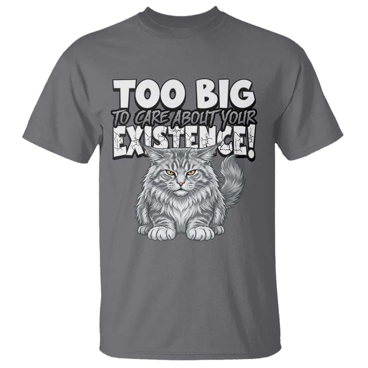 Funny Maine Coon Cat T Shirt Too Big To Care About Your Existence TS12 Charcoal Print Your Wear