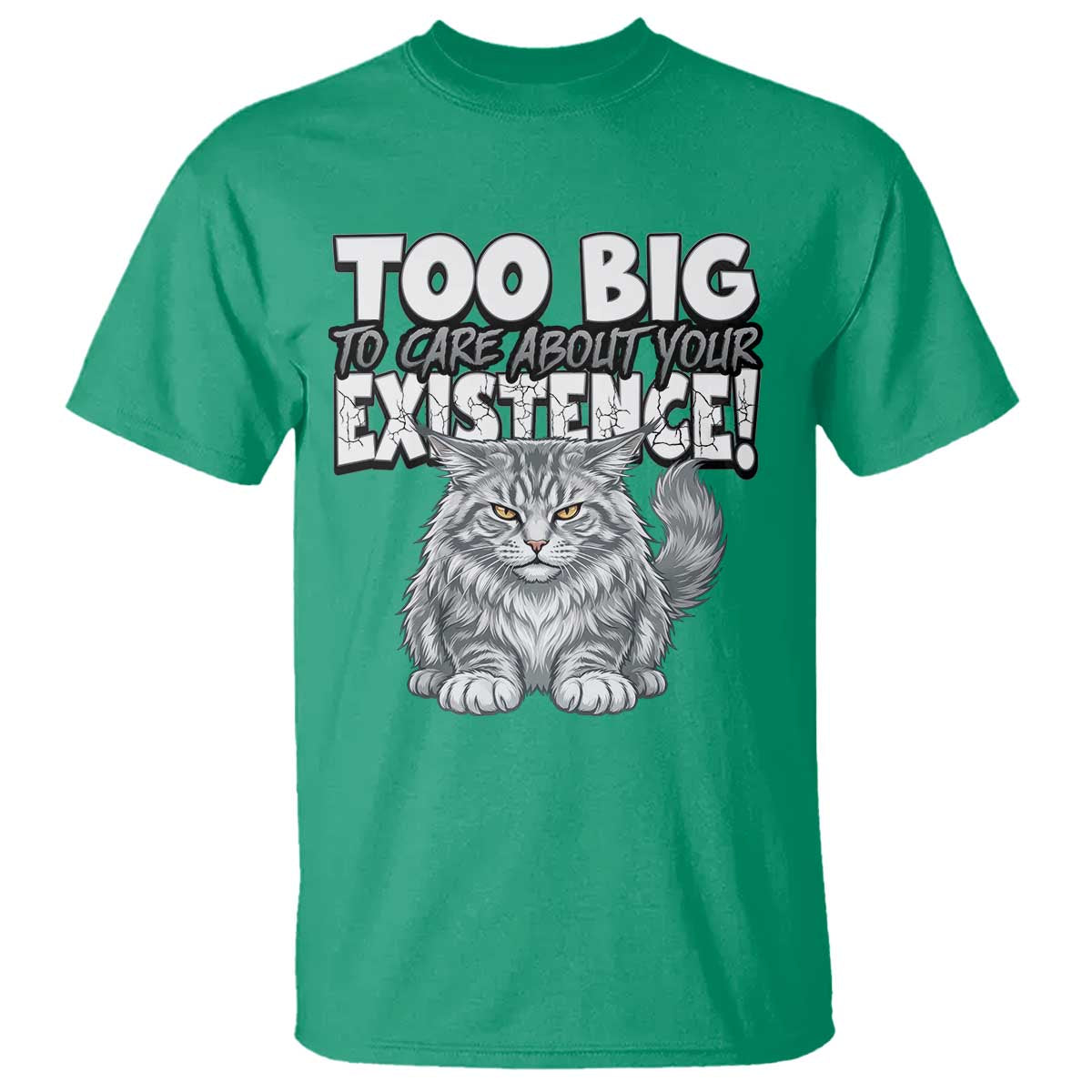 Funny Maine Coon Cat T Shirt Too Big To Care About Your Existence TS12 Irish Green Print Your Wear