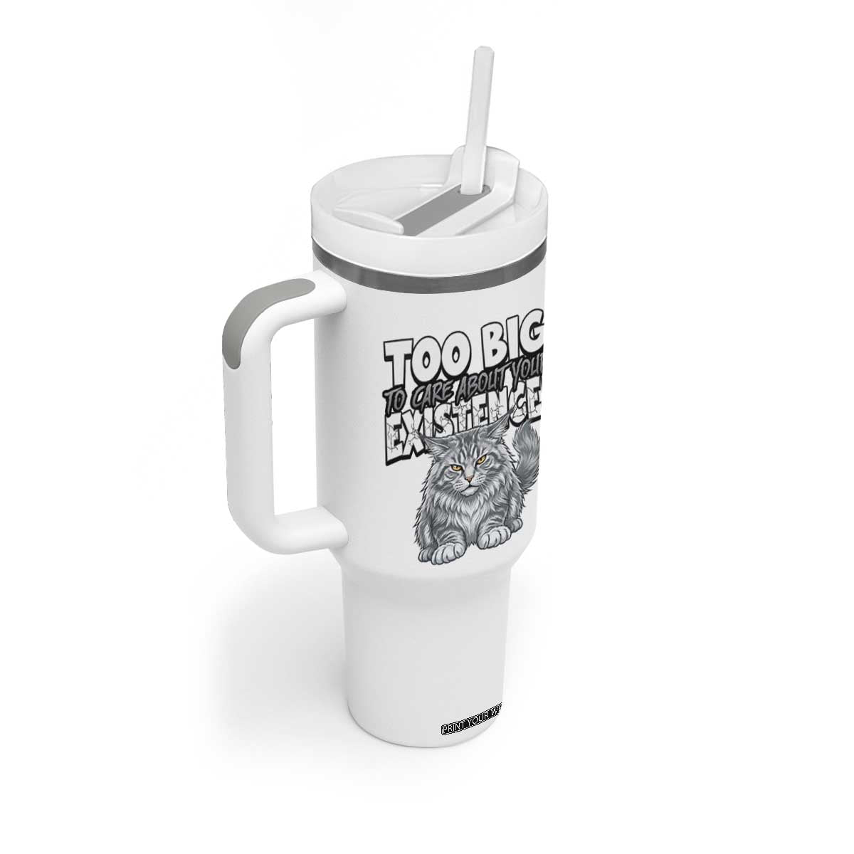 Funny Maine Coon Cat Tumbler With Handle Too Big To Care About Your Existence TS12 Print Your Wear