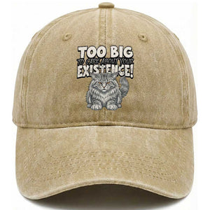 Funny Maine Coon Cat Washed Cotton Baseball Cap Too Big To Care About Your Existence TS12 Print Your Wear