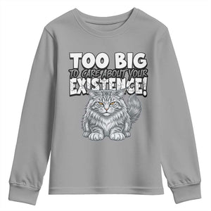 Funny Maine Coon Cat Youth Sweatshirt Too Big To Care About Your Existence TS12 Sport Gray Print Your Wear