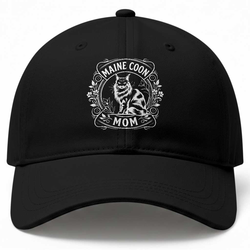 Vintage Floral Maine Coon Baseball Cap Mothers Day Cat Mom Gift TS12 Print Your Wear