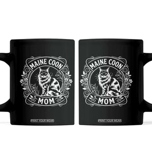 Vintage Floral Maine Coon Coffee Mug Mothers Day Cat Mom Gift TS12 Black Print Your Wear
