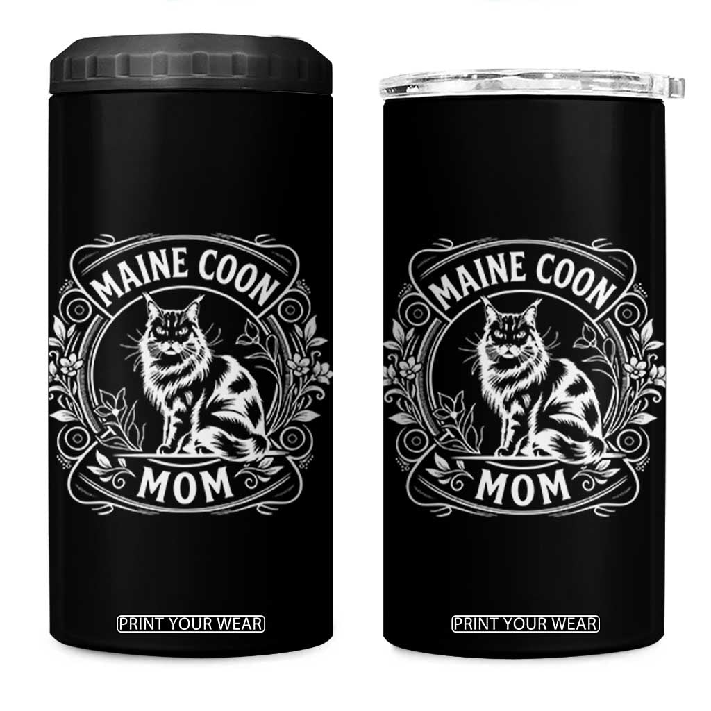 Vintage Floral Maine Coon 4 in 1 Can Cooler Tumbler Mothers Day Cat Mom Gift TS12 One Size: 16 oz Black Print Your Wear
