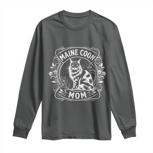 Vintage Floral Maine Coon Long Sleeve Shirt Mothers Day Cat Mom Gift TS12 Dark Heather Print Your Wear