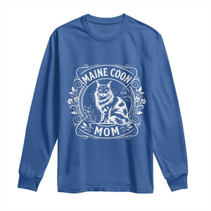 Vintage Floral Maine Coon Long Sleeve Shirt Mothers Day Cat Mom Gift TS12 Royal Blue Print Your Wear