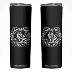 Vintage Floral Maine Coon Skinny Tumbler Mothers Day Cat Mom Gift TS12 Black Print Your Wear