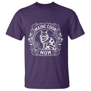 Vintage Floral Maine Coon T Shirt Mothers Day Cat Mom Gift TS12 Purple Print Your Wear