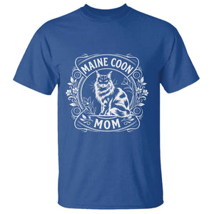 Vintage Floral Maine Coon T Shirt Mothers Day Cat Mom Gift TS12 Royal Blue Print Your Wear
