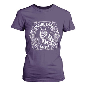 Vintage Floral Maine Coon T Shirt For Women Mothers Day Cat Mom Gift TS12 Purple Print Your Wear