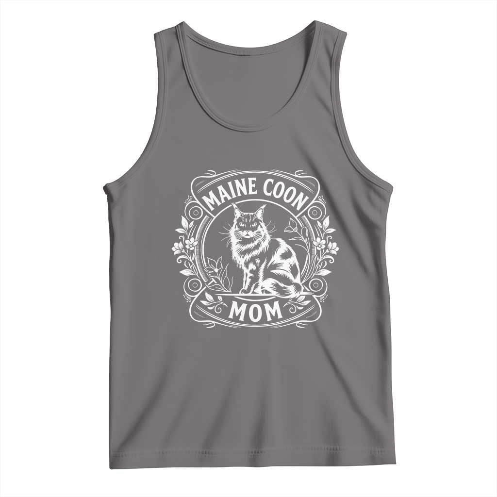 Vintage Floral Maine Coon Tank Top Mothers Day Cat Mom Gift TS12 Deep Heather Print Your Wear