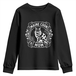 Vintage Floral Maine Coon Youth Sweatshirt Mothers Day Cat Mom Gift TS12 Black Print Your Wear