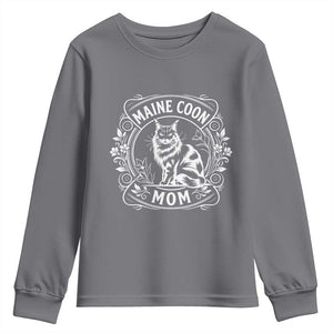 Vintage Floral Maine Coon Youth Sweatshirt Mothers Day Cat Mom Gift TS12 Charcoal Print Your Wear