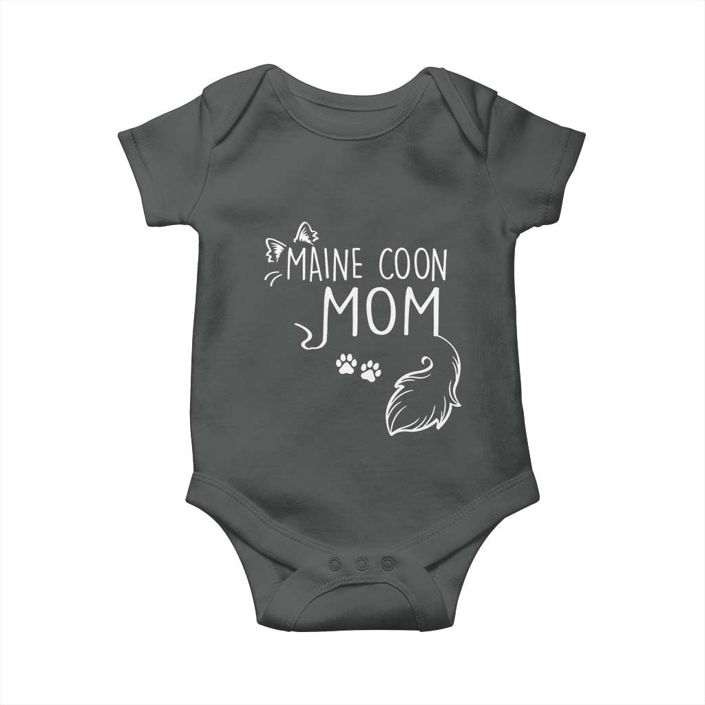 Maine Coon Mom Baby Onesie Large Breed Cat Lover Silhouette Gift TS12 Dark Heather Print Your Wear