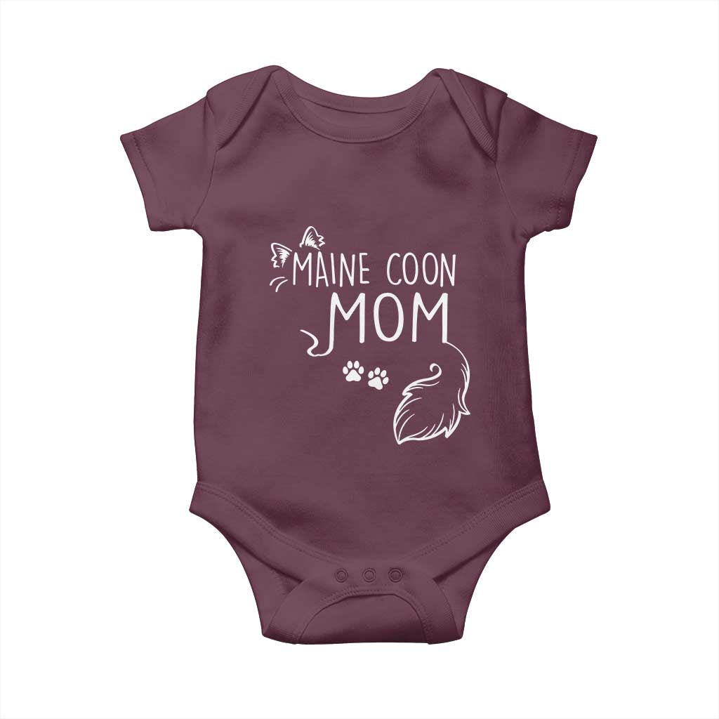 Maine Coon Mom Baby Onesie Large Breed Cat Lover Silhouette Gift TS12 Maroon Print Your Wear