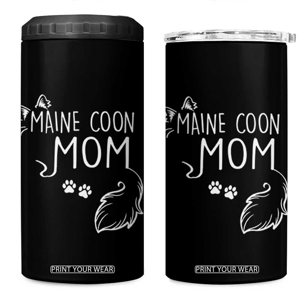 Maine Coon Mom 4 in 1 Can Cooler Tumbler Large Breed Cat Lover Silhouette Gift TS12 One Size: 16 oz Black Print Your Wear