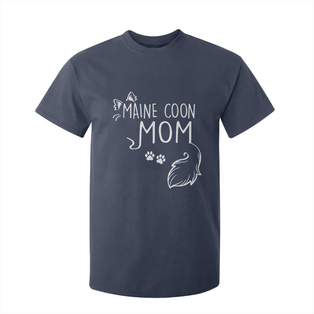 Maine Coon Mom T Shirt For Kid Large Breed Cat Lover Silhouette Gift TS12 Navy Print Your Wear