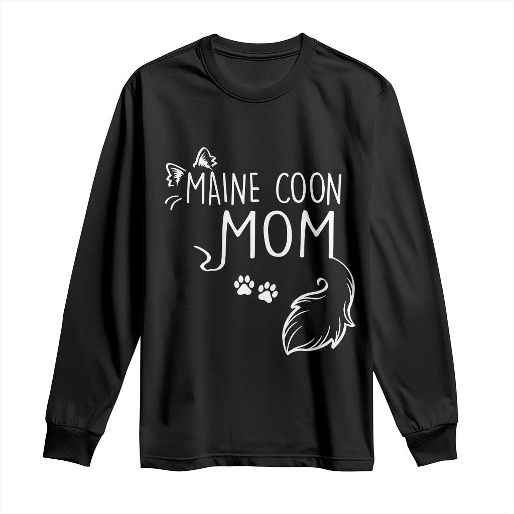 Maine Coon Mom Long Sleeve Shirt Large Breed Cat Lover Silhouette Gift TS12 Black Print Your Wear