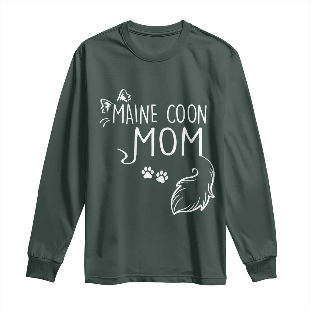 Maine Coon Mom Long Sleeve Shirt Large Breed Cat Lover Silhouette Gift TS12 Dark Forest Green Print Your Wear