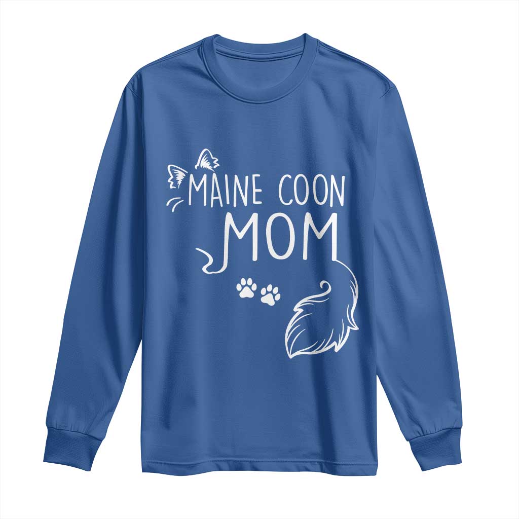 Maine Coon Mom Long Sleeve Shirt Large Breed Cat Lover Silhouette Gift TS12 Royal Blue Print Your Wear