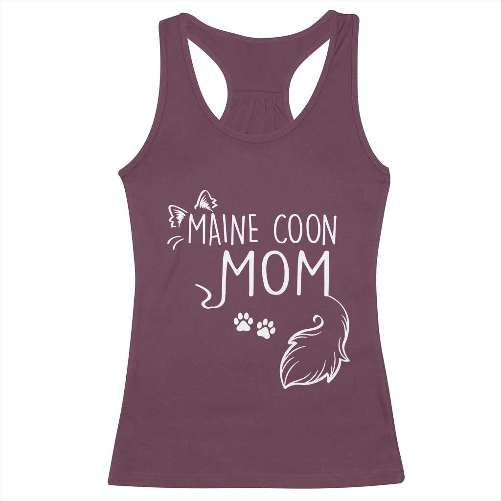 Maine Coon Mom Racerback Tank Top Large Breed Cat Lover Silhouette Gift TS12 Maroon Print Your Wear
