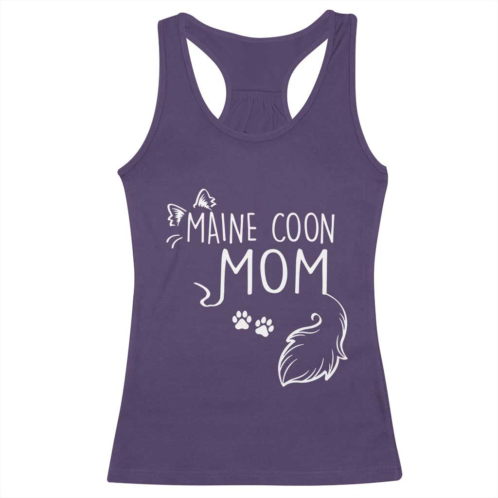 Maine Coon Mom Racerback Tank Top Large Breed Cat Lover Silhouette Gift TS12 Purple Print Your Wear