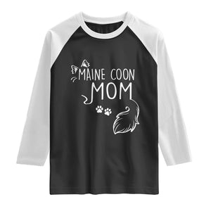 Maine Coon Mom Raglan Shirt Large Breed Cat Lover Silhouette Gift TS12 Black White Print Your Wear