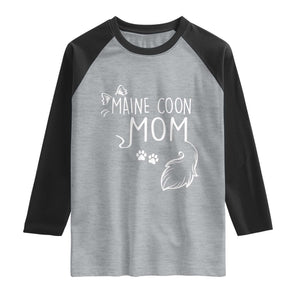 Maine Coon Mom Raglan Shirt Large Breed Cat Lover Silhouette Gift TS12 Heather Gray Black Print Your Wear