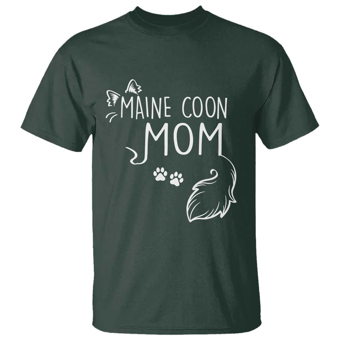 Maine Coon Mom T Shirt Large Breed Cat Lover Silhouette Gift TS12 Dark Forest Green Print Your Wear