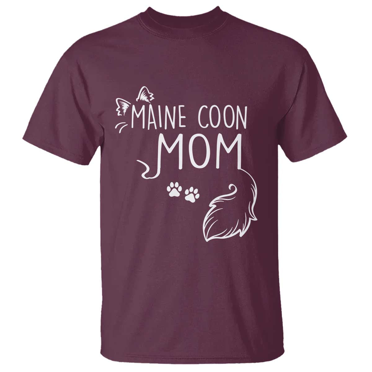 Maine Coon Mom T Shirt Large Breed Cat Lover Silhouette Gift TS12 Maroon Print Your Wear