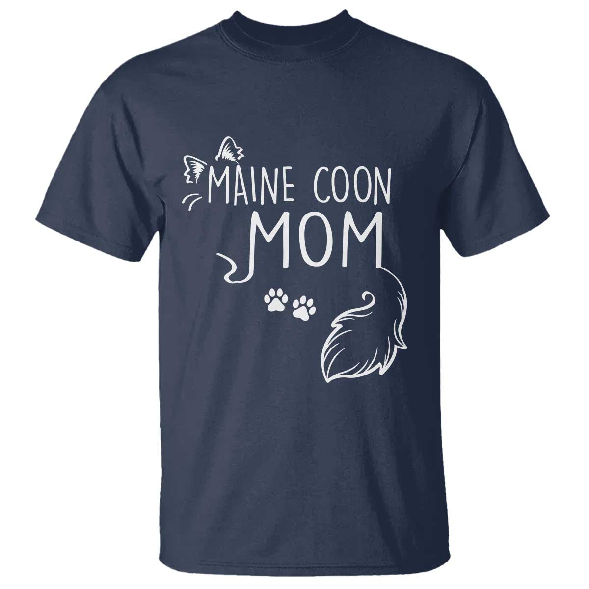 Maine Coon Mom T Shirt Large Breed Cat Lover Silhouette Gift TS12 Navy Print Your Wear